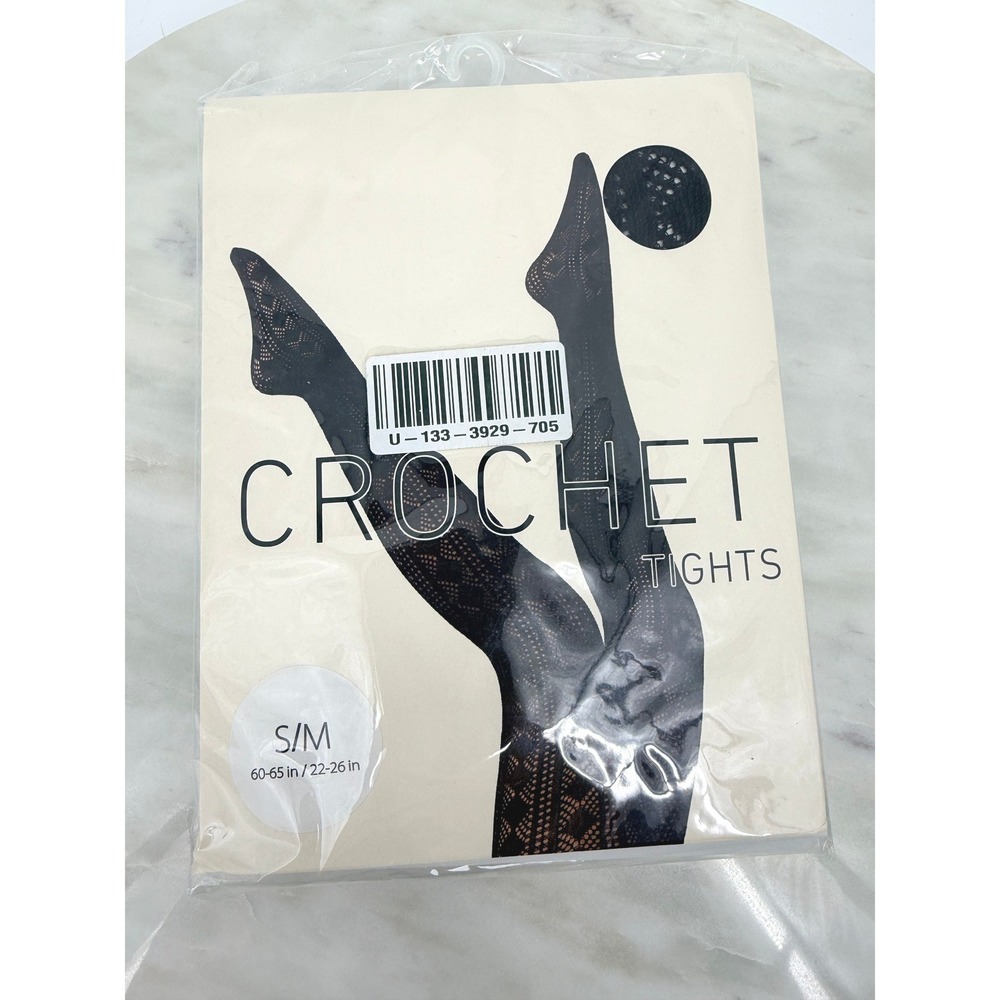 Forever 21 Black Crochet Tights Diamond Pattern Legwear S/M 00385752